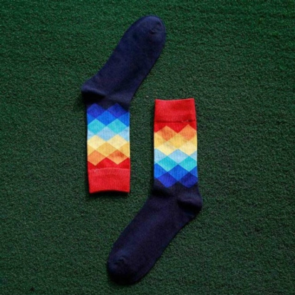 Colored Diamond Plaid Tube Gradient Sports Socks, Size:Large Size(08)
