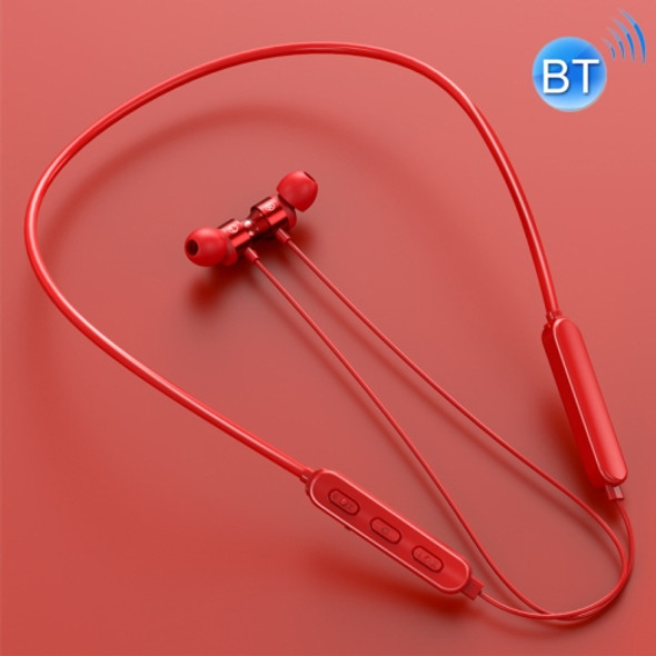 Bluetooth 5.1 Round Wire Neck-mounted Bluetooth Sports Earphone with Magnetic Function(Red)