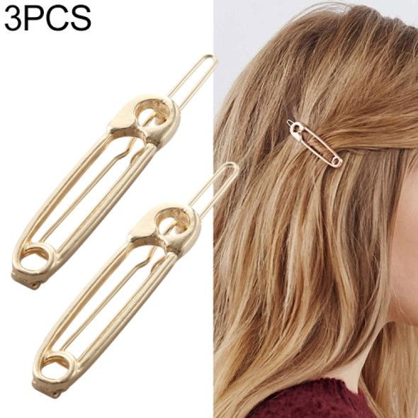 3 PCS Women Fashion Paperclip Hair Clips Metal Minimalist Personality Hairpin(Gold)