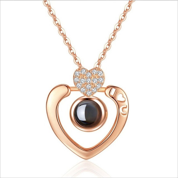 100 Language I Love You Projective Girl Four-leaf Clover Pendant Necklace Jewelry (Rose Gold)