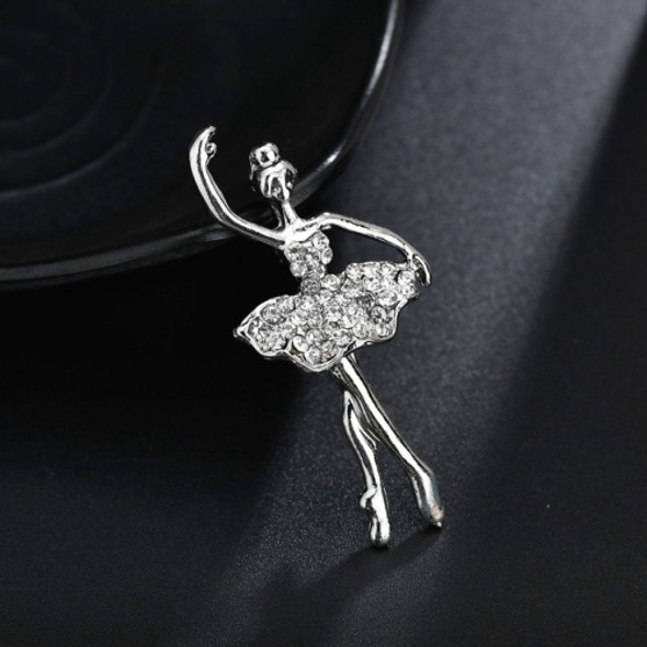 Crystals Flower Skirt Ballet Dancer Ballerinas Brooch(Silver)