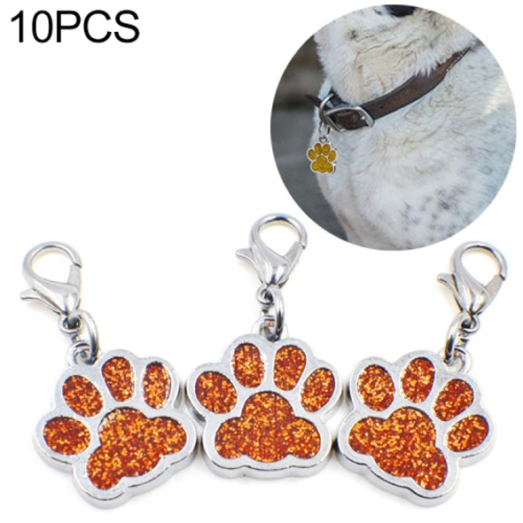 10 PCS Enamel Cat Dog  Bear Paw Prints Key Chain Jewelry Making(Orange)