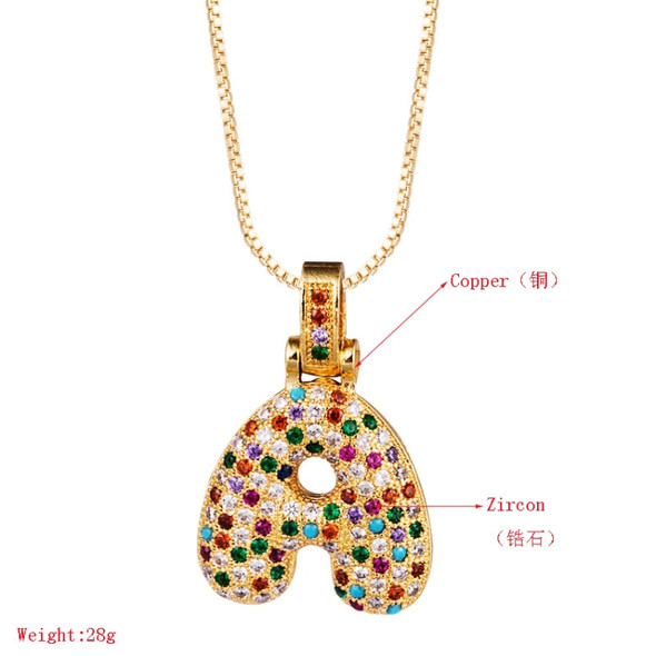 Micro-inlaid Colorful Zircon 26 English Letters Necklace(U)