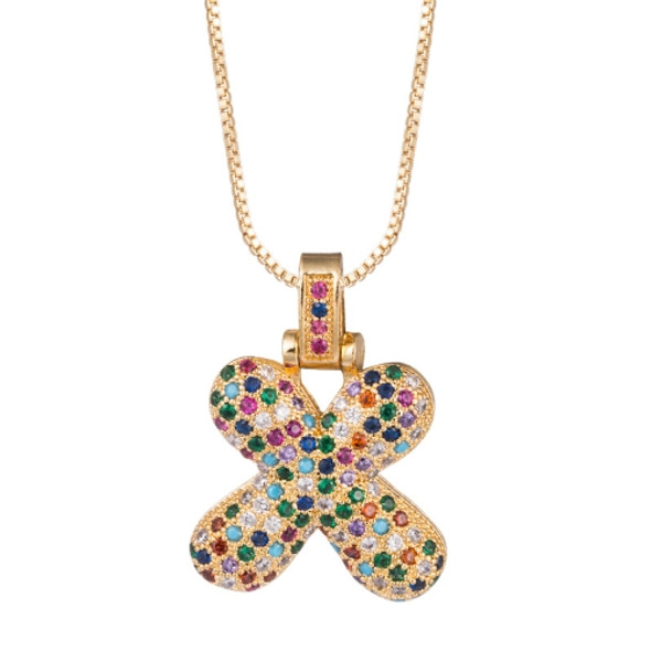 Micro-inlaid Colorful Zircon 26 English Letters Necklace(X)