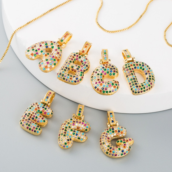 Micro-inlaid Colorful Zircon 26 English Letters Necklace(V)