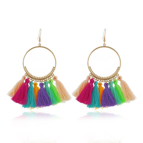 Tassel Earrings for Women Ethnic Big Drop Earrings Bohemia Fashion Jewelry Trendy Cotton Rope Fringe Long Dangle Earrings(Colorful)