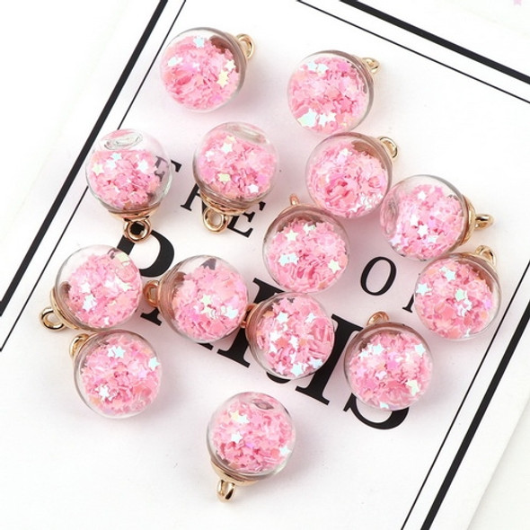 50pcs 16mm Colorful Transparent Glass Ball  Star Charms Pendant(PinK)