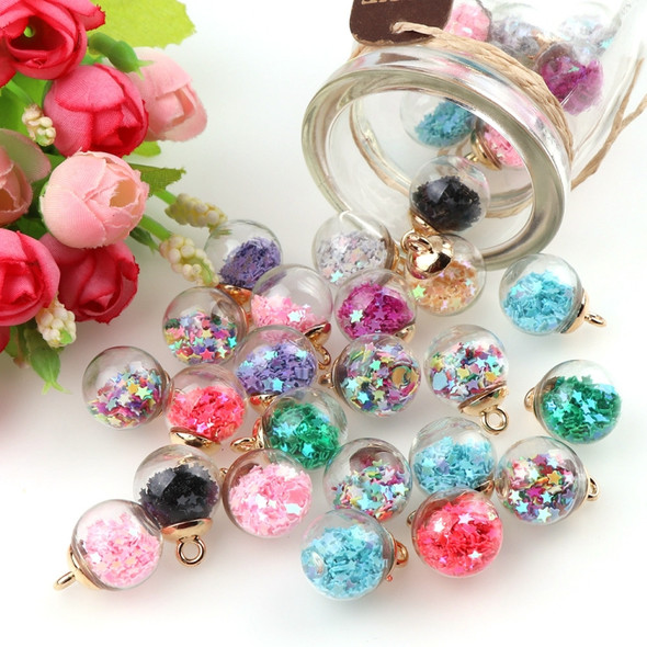 50pcs 16mm Colorful Transparent Glass Ball  Star Charms Pendant(PinK)