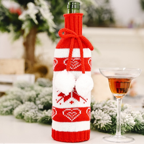 3 PCS Christmas Knitted Double Ball Wine Bottle Cover Wine Bottle Bag Restaurant Atmosphere Layout(Snowflake)