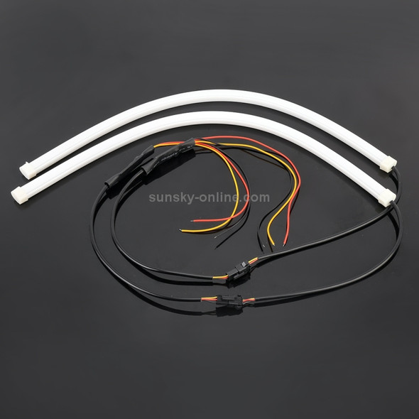 2 PCS 12V Car Daytime Running Lights Soft Article Lamp, Red+ Yellow Light, Length: 45cm