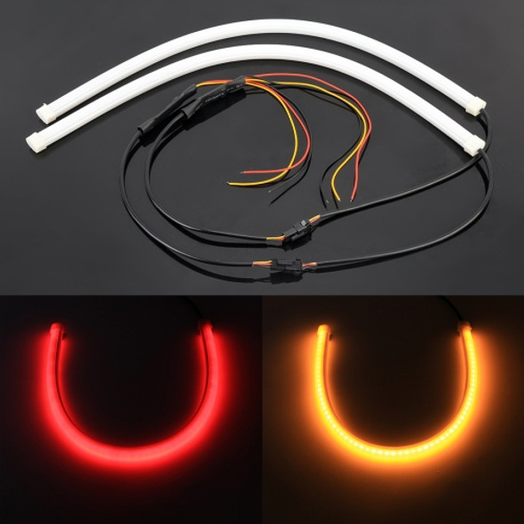 2 PCS 12V Car Daytime Running Lights Soft Article Lamp, Red+ Yellow Light, Length: 45cm