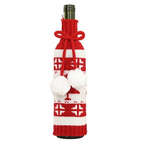 3 PCS Christmas Knitted Double Ball Wine Bottle Cover Wine Bottle Bag Restaurant Atmosphere Layout(Small Tree)