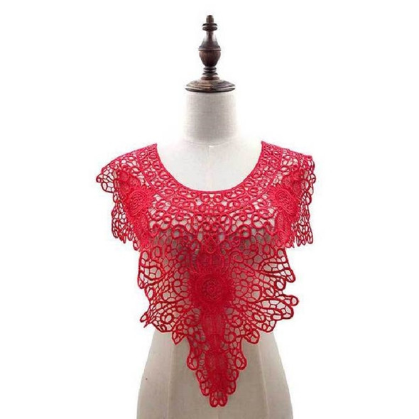 Red Lace Embroidery Hollow Fake Collar DIY Clothing Accessories, Size: About 55 x 47cm