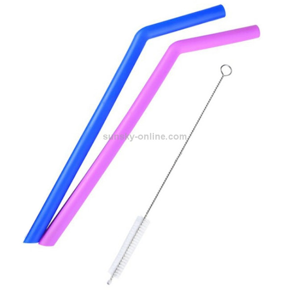 2 PCS Food Grade Silicone Straws Cartoon Colorful Drink Tools with 1 Brush, Slim Bend Pipe, Length: 25cm, Outer Diameter: 7.8mm, Inner Diameter: 5mm, Random Color Delivery