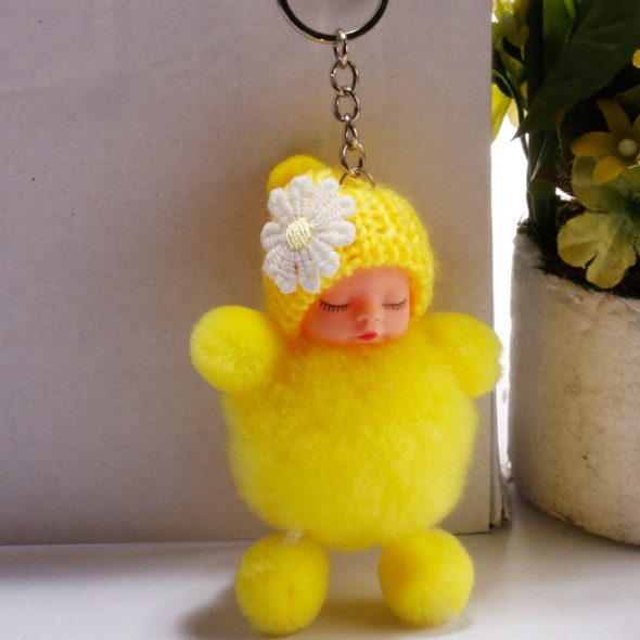 Sleeping Baby Doll Ball Key Chain Car Keyring Holder Bag Pendant Charm Keychain(Yellow)