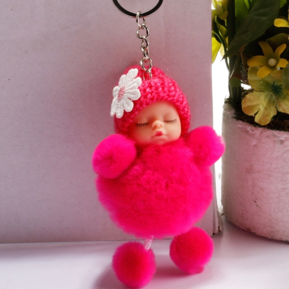 Sleeping Baby Doll Ball Key Chain Car Keyring Holder Bag Pendant Charm Keychain(Magenta)