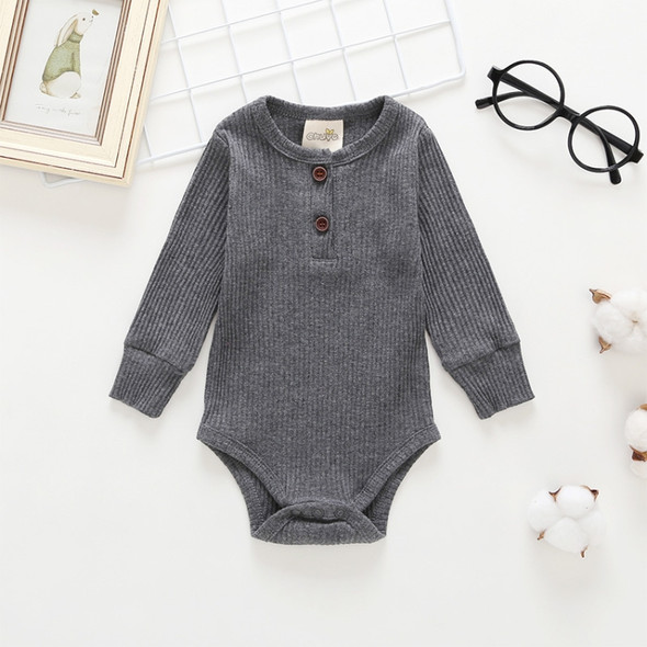 Autumn Baby Cotton Solid Color Long-sleeved Jumpsuit Romper, Size:70cm(Grey)