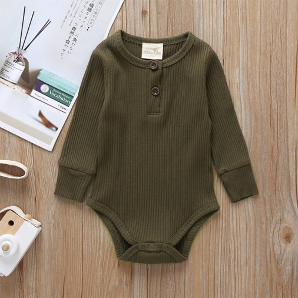 Autumn Baby Cotton Solid Color Long-sleeved Jumpsuit Romper, Size:70cm(Army Green)