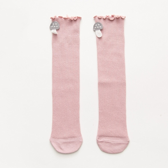 Spring and Autumn Cotton Children High Knee Socks Cute Cartoon Girls Pile Socks(Pink)