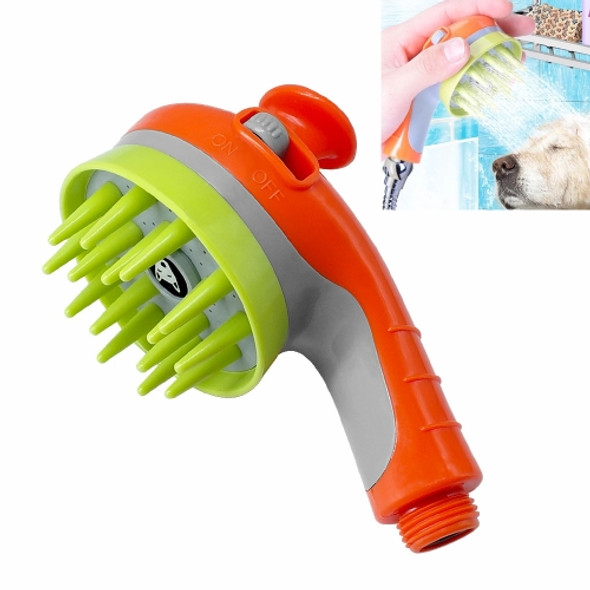 Pet Shower Shower Brush with Non-slip Handle Nozzle(Orange)