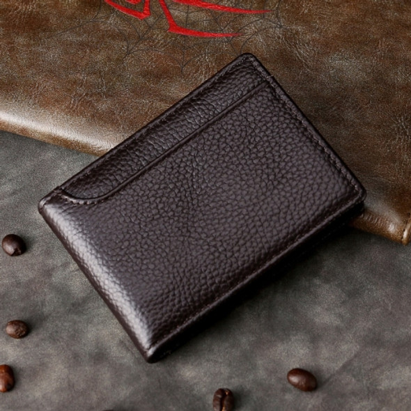 TP-055 Litchi Texture Leather Multi-function Motor Vehicle Driving License Card Folder(Dark Coffee)