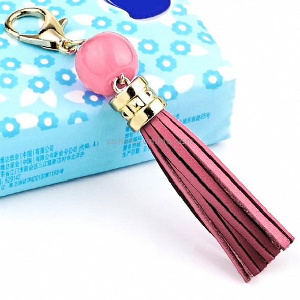 LS02 Cowhide Tassel Keychain Car Hanging Bag Pendant (Pink)