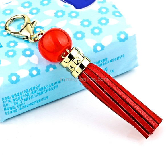 LS02 Cowhide Tassel Keychain Car Hanging Bag Pendant (Red)