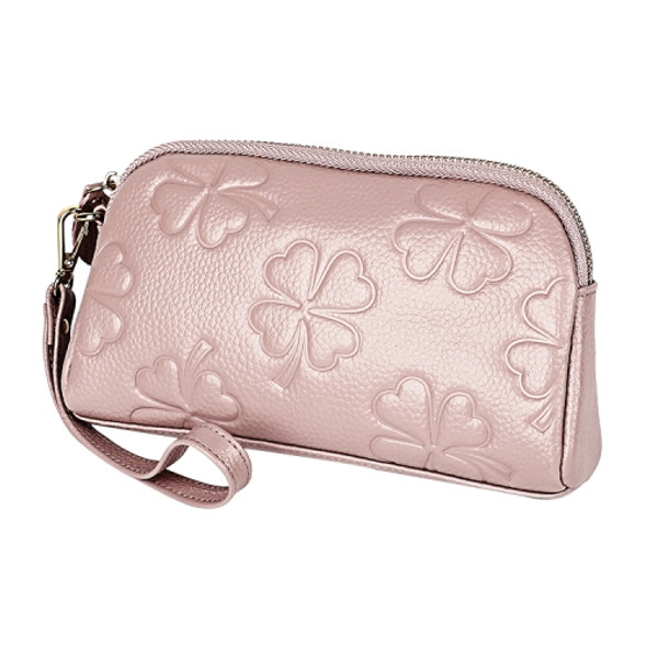 2026 Multifunctional Litchi Texture Women Large Capacity Hand Wallet Shell bag with Card Slots(Light Pink)