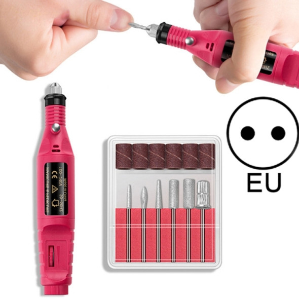 Electric Nail Kit Nail Tips Manicure Machine Electric Nail Art Pen(EU Red)