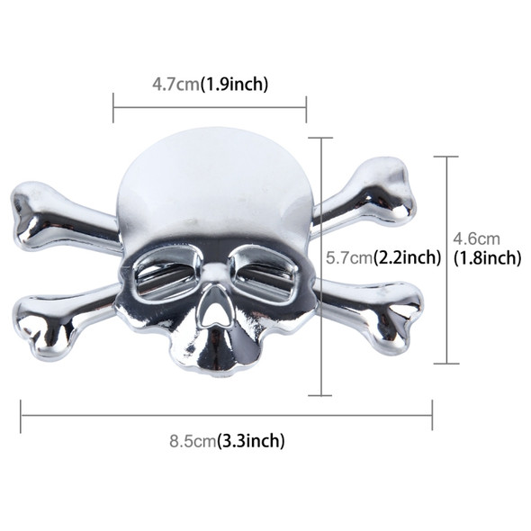 Skull And Cross Bone Shape Shining Metal Car Universal Sticker(Silver)