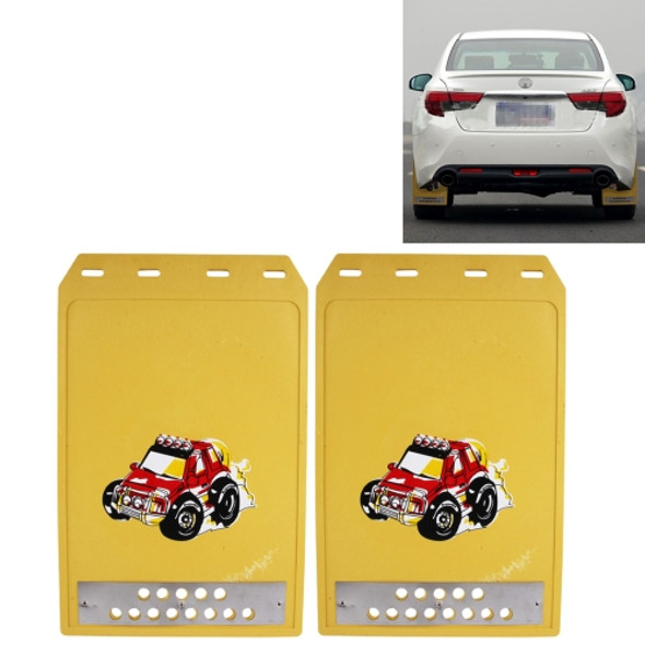 Premium Heavy Duty Molded Splash Front and Rear Mud Flaps Guards, Medium Size, Random Pattern Delivery(Yellow)