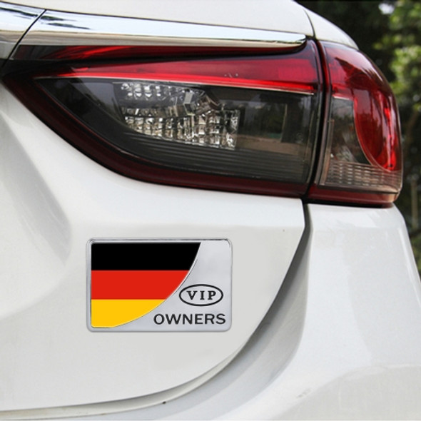 Universal Car German Flag Rectangle Shape VIP Metal Decorative Sticker (Silver)