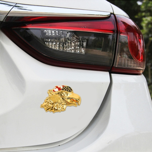 Eagle Head Pattern Car Metal Body Decorative Sticker (Gold)