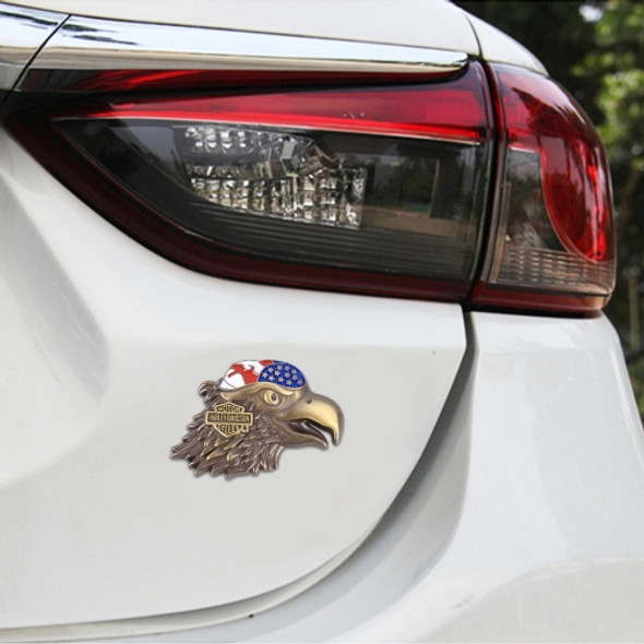 Eagle Head Pattern Car Metal Body Decorative Sticker (Bronze)
