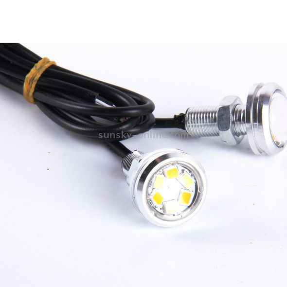 2 PCS 22.5mm 3W 200LM White + Yellow Light 6 LED SMD 2835 Eagle Eye Car Steering Light Daytime Running Light(Silver)