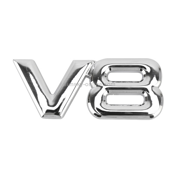 V8 Connect Shape Car Metal Body Decorative Sticker, Size : L (Silver)