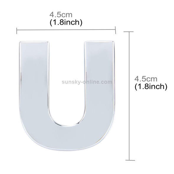 Car Vehicle Badge Emblem 3D English Letter U Self-adhesive Sticker Decal, Size: 4.5*4.5*0.5cm