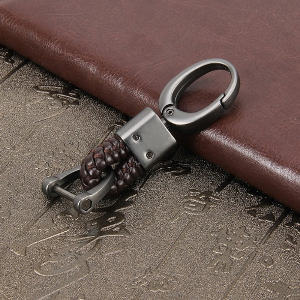 Weaving Band Metal Car Key Ring Braided Belt Key Chain(Brown)