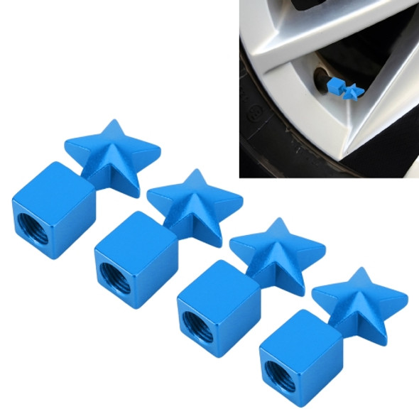 4 PCS Star Shape Gas Cap Mouthpiece Cover Tire Cap Car Tire Valve Caps (Baby Blue)