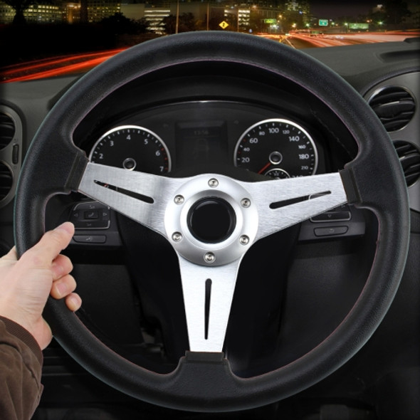 35cm PU Racing Sport Hand Wheel Car Modified Steering Wheel(Silver)