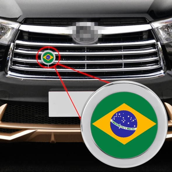 Car-Styling Brazilian Flag Pattern Metal Front Grille Grid Insect Net Decorative Sticker Random Sticker, Diameter: 5.4cm (Silver)