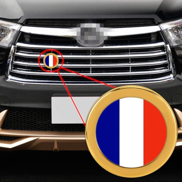 Car-Styling France Flag Pattern Metal Front Grille Grid Insect Net Decorative Sticker Random Sticker, Diameter: 5.4cm (Gold)