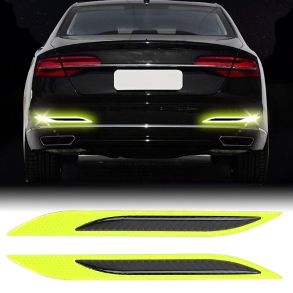 2 PCS Carbon Fiber Car-Styling Rear Bumper Decorative Strip, External Reflection + Inner Carbon Fiber(Light Yellow)