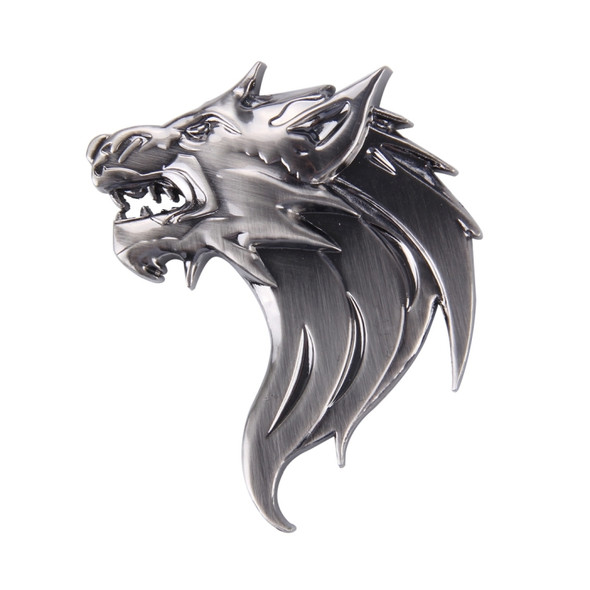 Wolf Head Shape Shining Metal Car Free Sticker(Grey)