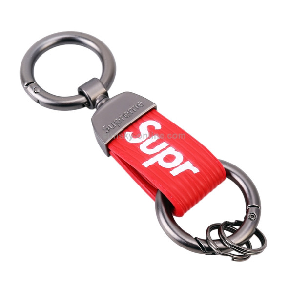 Car Metal Key Ring Holder Keychain with Two Rings (Red)