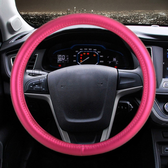 Universal Car Plating Leather Steering Wheel Cover, Diameter: 38cm (Rose Red)