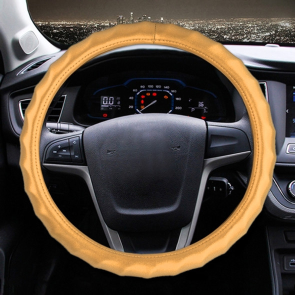 Universal Car Wave Matte Leather + Cotton Steering Wheel Cover, Diameter: 38cm(Gold)