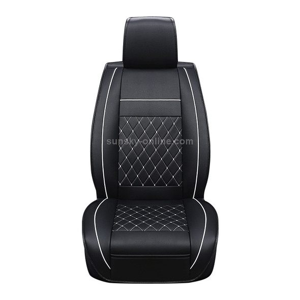 Car Leather Full Coverage Seat Cushion Cover, Standard Version, Only One Seat(Black White)