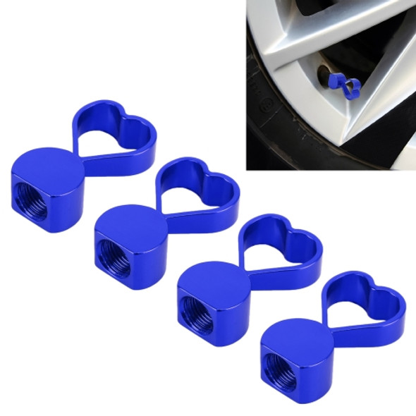 4 PCS Heart-shaped Gas Cap Mouthpiece Cover Tire Cap Car Tire Valve Caps (Blue)