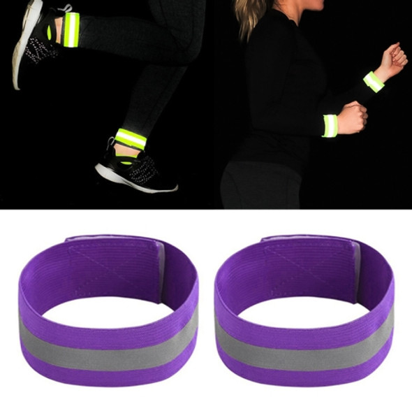 Reflective Band Outdoor Sports Running Cycling Night Warning Wrist Band (Purple)